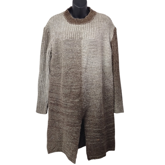 Maglia Sweaters - Maglia Women's Brown Chunky Knit Long Sleeve Round Neck Sweater Dress Size XL